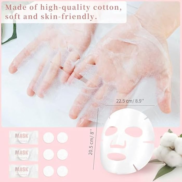 White Facial Mask Sheets 50 Pack – Disposable Cotton Compressed Face Masks for DIY Skin Care, Home Spa and Travel Use – Soft, Breathable, Easy to Soak - Image 3